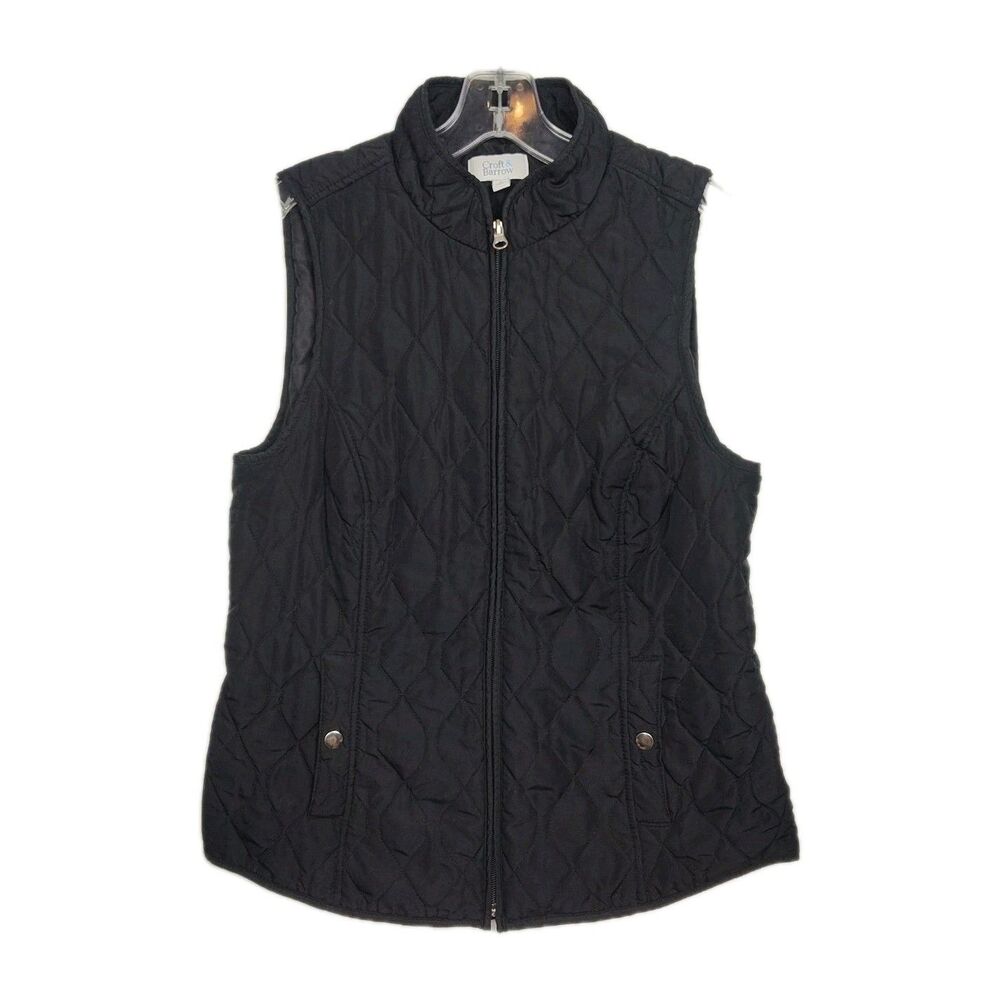 Croft & Barrow Full-Zip Vest Women's Size S Black Quilted Filled Pockets